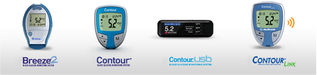 Old Contour meters - Breeze, Contour (blue and silver), Contour USB and Contour Link