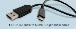 USB 2.0 A male to Micro B 5-pin male cable