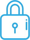 A lock icon outlined in blue.