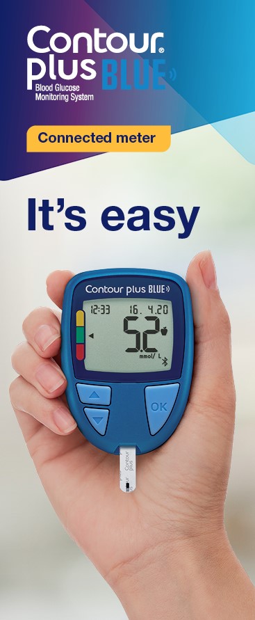 Contour Plus Blue meter in users hand 