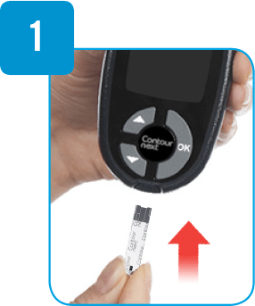 Insert test strip into Contour Next meter 